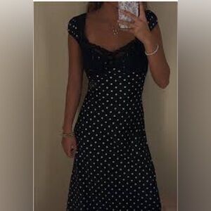 Viral Black Polka Dot Maxi Dress Small S